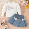 Girls Puff Sleeve Top and Skirt Set