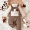 Winter baby girl overalls set
