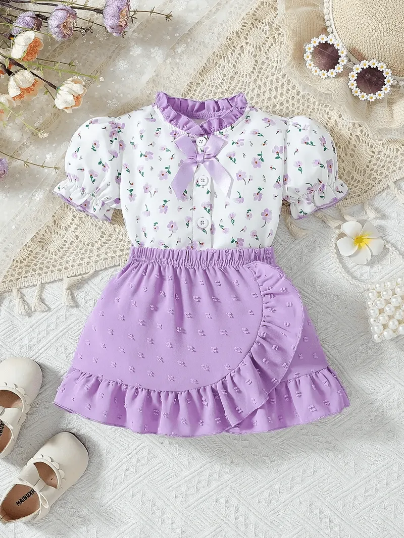Girls Floral Lace Collar Dress