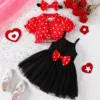 Baby Girls Polka Dot Mesh Bowknot Sundress