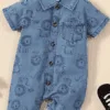 Baby Boys Cartoon Lion Denim Bodysuit