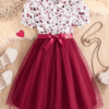 Girls Heart Print Dress – Summer Casual A Line Style