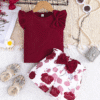 Cute Baby Girl Set – Bow T-Shirt and Flower Print Shorts