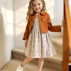 Girls Floral Dress and Jacket Set