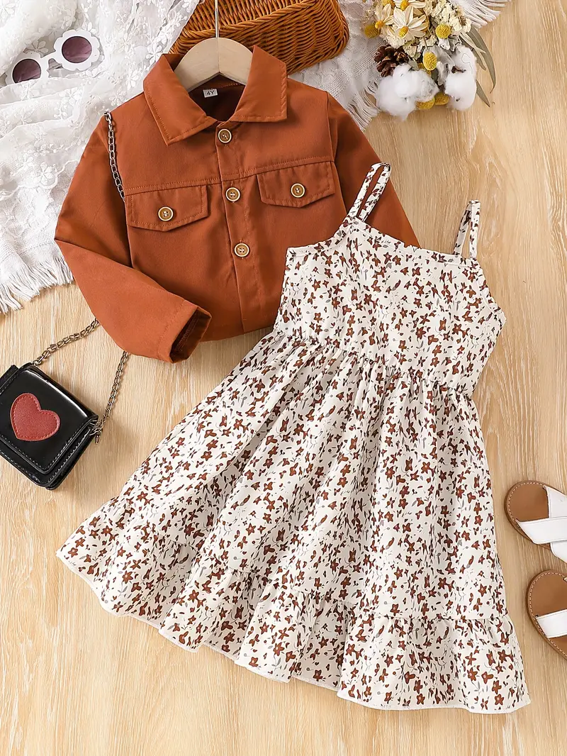 Girls Floral Dress and Jacket Set