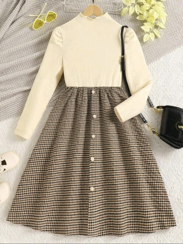 Stylish Girls Winter Dress – Button Front with Embroidery