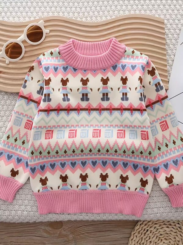 Girls Warm Sweater – Thick Knit Velvet Inner Wear