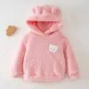 Baby Girl Fleece Hoodie – Bear Ear Pullover for Winter