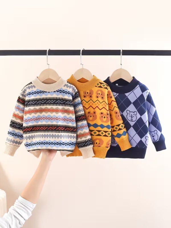 Boys Winter Sweater Set – 3pcs Warm Knit Outfit