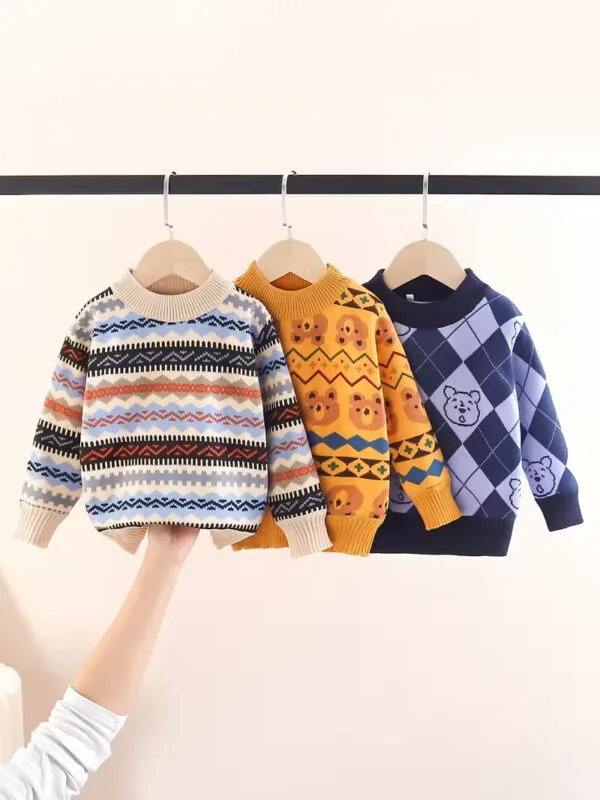 Boys Winter Sweater Set – 3pcs Warm Knit Outfit