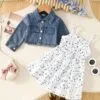 Baby Girl Denim Jacket & Floral Dress Set – 2pcs Outfit