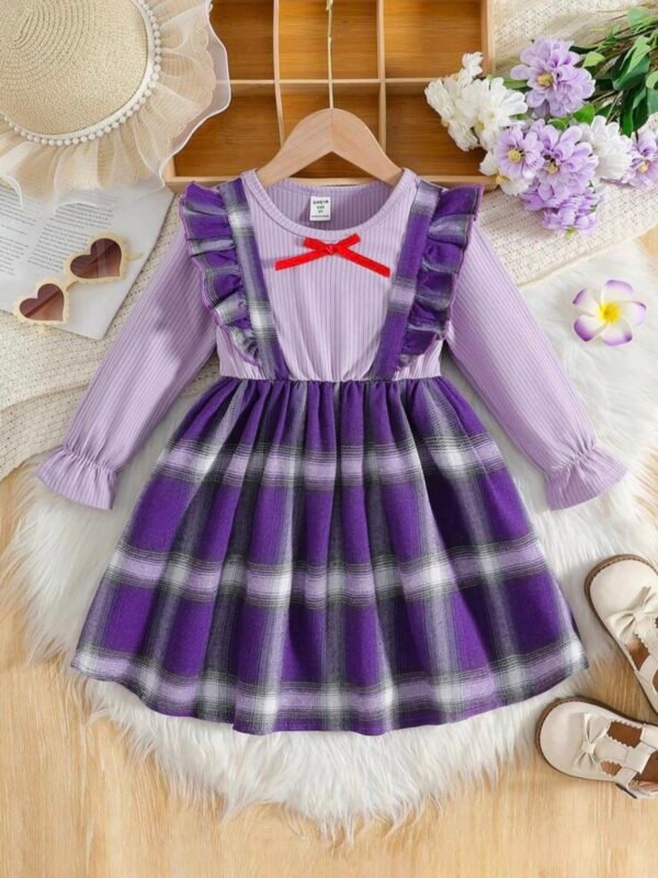 Baby Girl Autumn Dress – Plaid Jumper with White Shirt