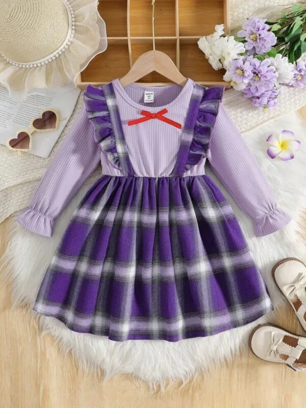 Baby Girl Autumn Dress – Plaid Jumper with White Shirt