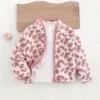 Baby Girl Floral Cardigan – White Stand Collar Winter Sweater