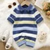 Baby Boy Knitted Romper – Long Sleeve Striped Jumpsuit