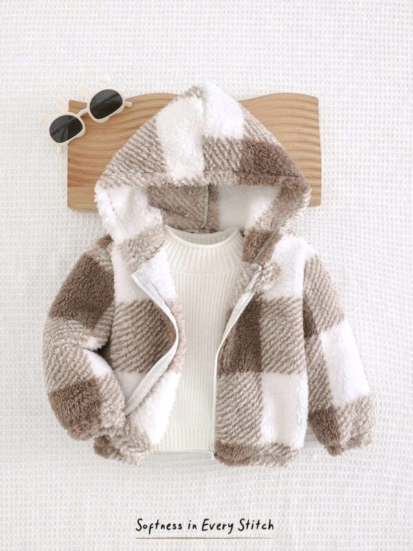 Baby Plaid Hooded Jacket – Thick Winter Cardigan Coat
