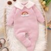 Baby Girl Pink Knit Jumpsuit – Rainbow Cloud Sweater Outfit