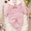 Baby Girl Pink Knit Jumpsuit – Rainbow Cloud Sweater Outfit