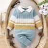 Cute Baby Boy Winter Romper – Striped Knit Long Sleeve Design