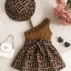 Cute Baby Girl Plaid Dress – Embroidered with Matching Hat