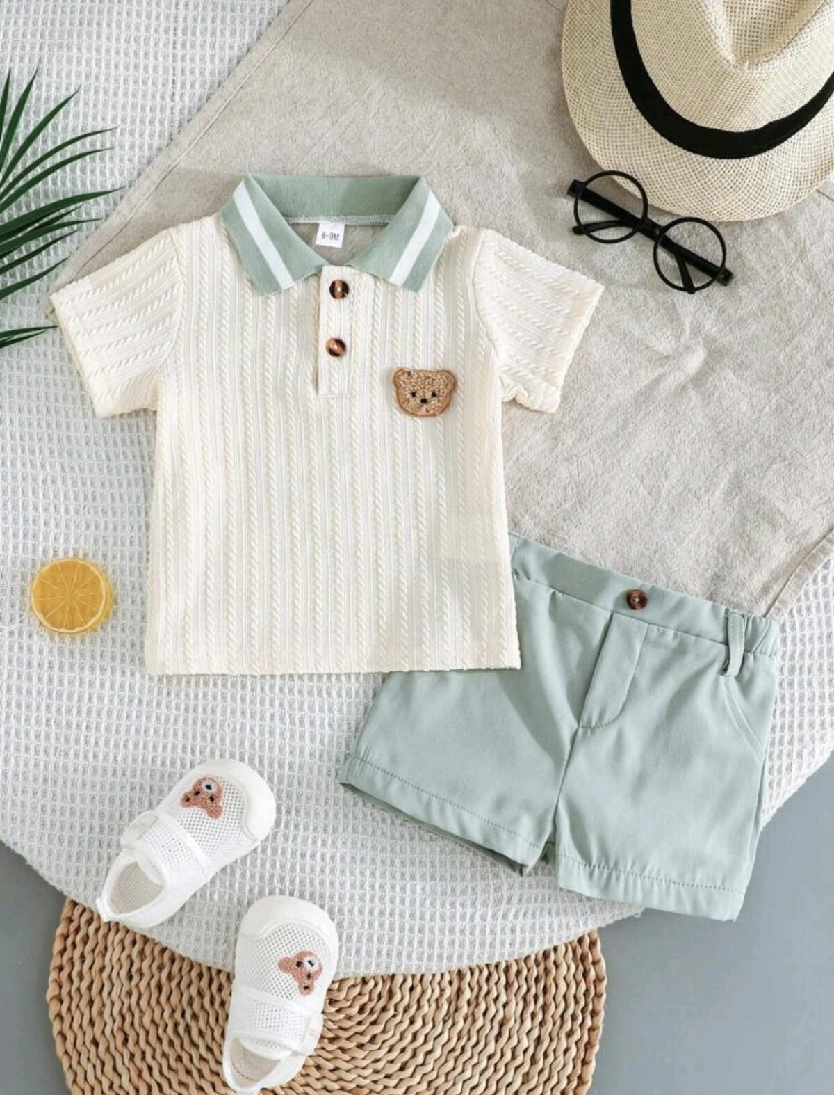 Baby Boy 2pcs Set – Bear Polo Shirt & Shorts Summer Outfit